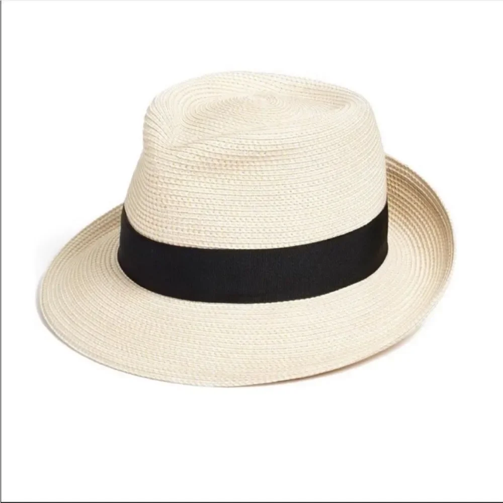 Eric Javits Squishee Classic Fedora Packable SUN HAT Cream/Black NEW $285 - Picture 3 of 6